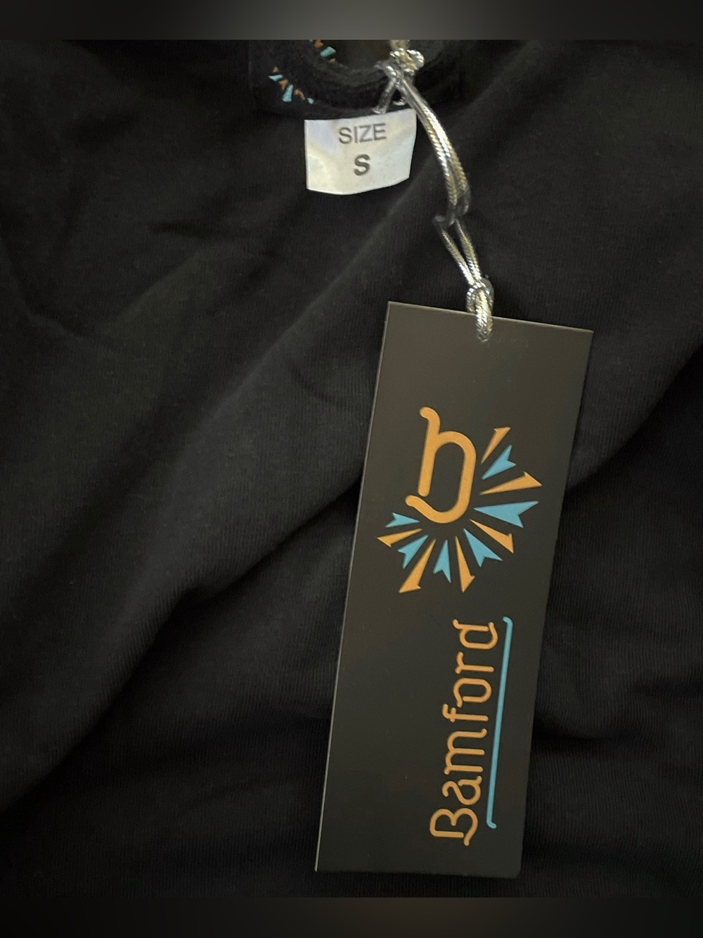 NWT Bamford Black French Terry Hooded Bathrobe Belted Lounge Robe Womens Size S - Picture 7 of 8